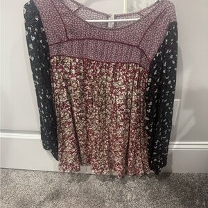 Lizard Thicket Purple Long Sleeve Boxy Blouse